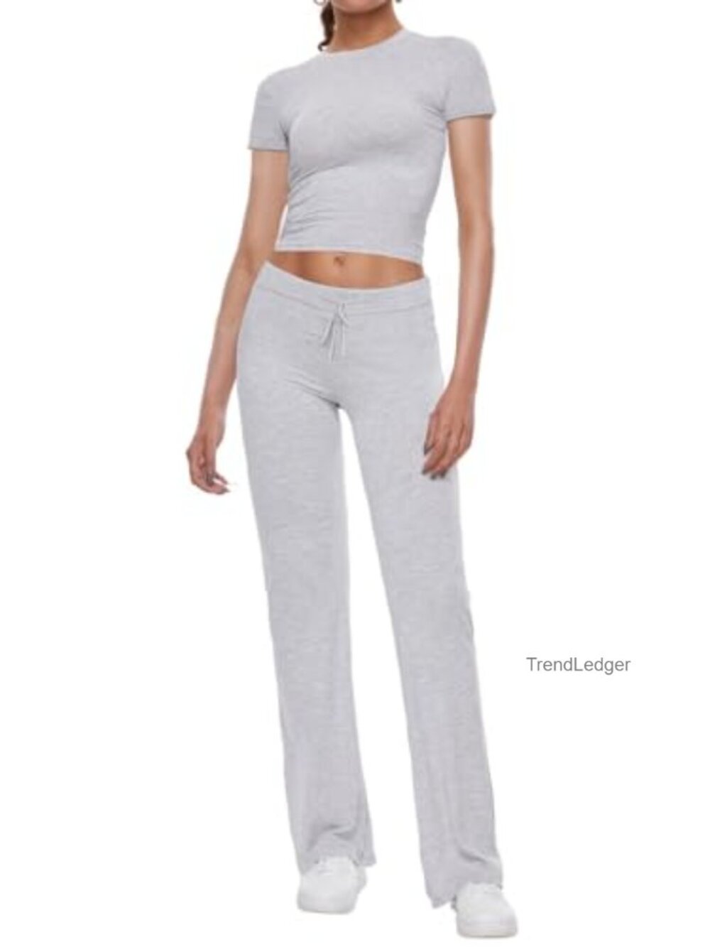 Women's Lounge Set - Crop Tee & Straight Leg Pants